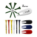 Golf Tee Pack - 4 x Wooden Golf Tees & 1 Divot Repair Tool